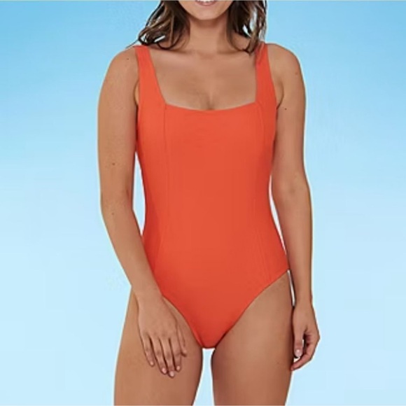 New Mynah Square Neck One-piece Swimsuit Orange Size XS - Picture 9 of 9